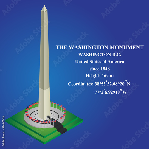 Isometric Vector of The Washington Monument. vector illustration