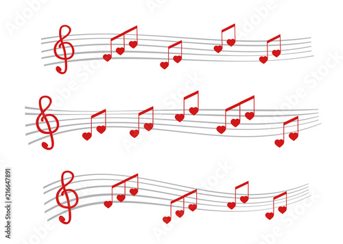 Musical notes and chords heart. Music love