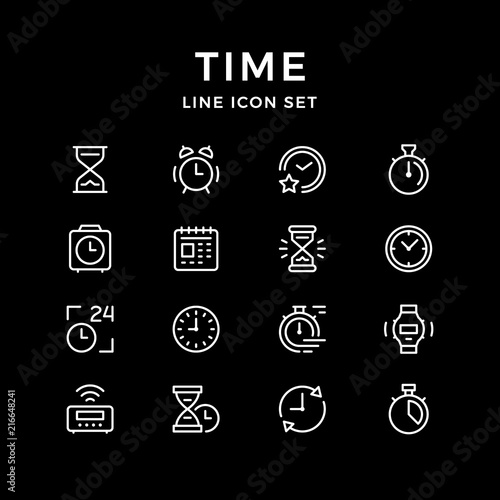 Set line icons of time