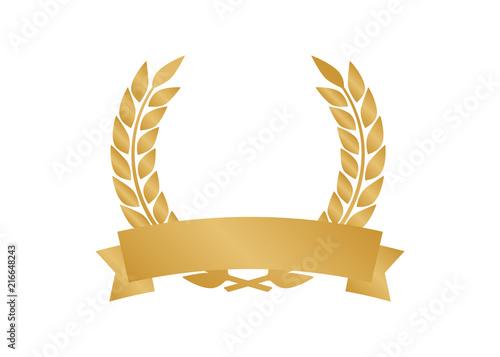 Vector gold laurel. Laurel wreath award and golden ribbon.