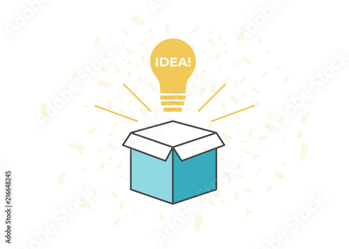 Think idea outside the box. Creative idea box