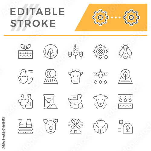Set line icons of farming and agriculture