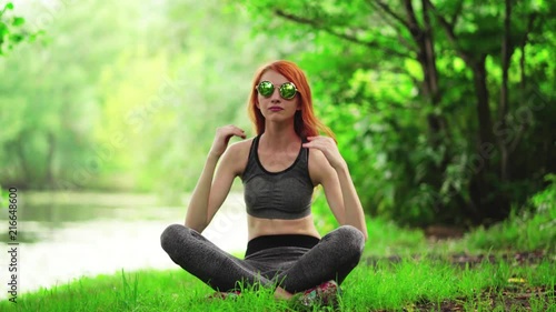 Girl doing sports in the park
