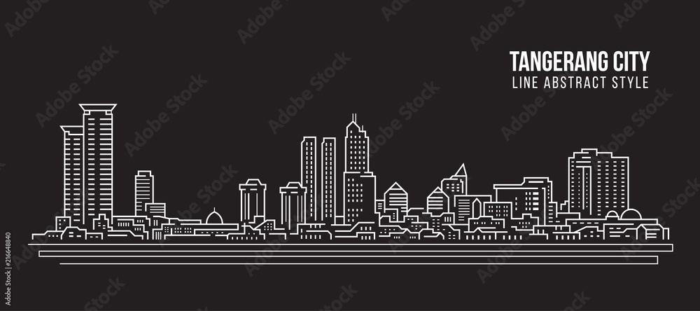 Cityscape Building Line art Vector Illustration design - Tangerang city