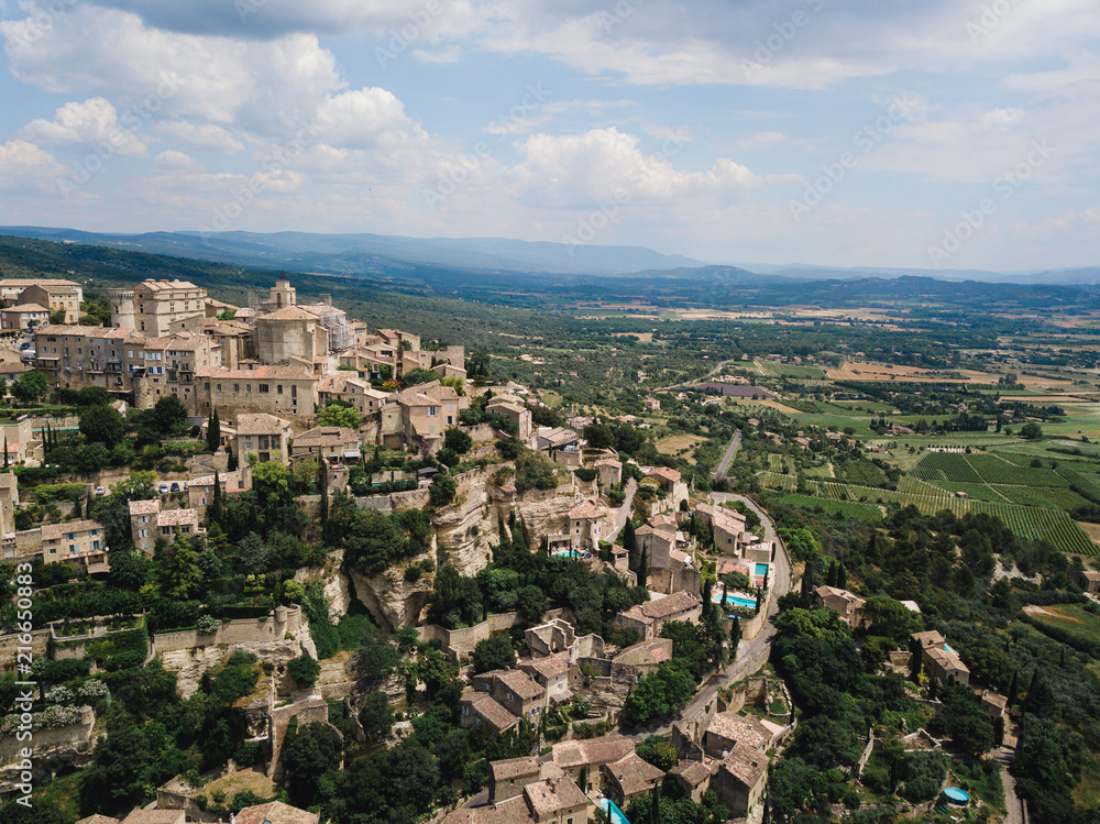 Aerial view to Ancient village of Gordes in Provence, France
