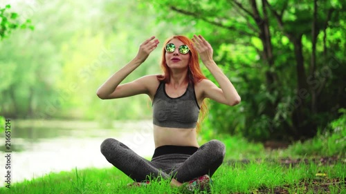 Girl doing sports in the park