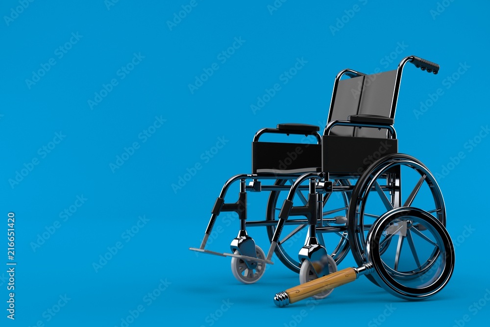 Wheelchair with magnifying glass