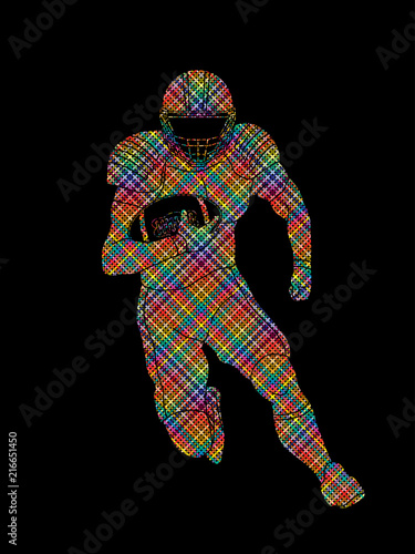 American Football player action, sportsman player, sport concept graphic vector.