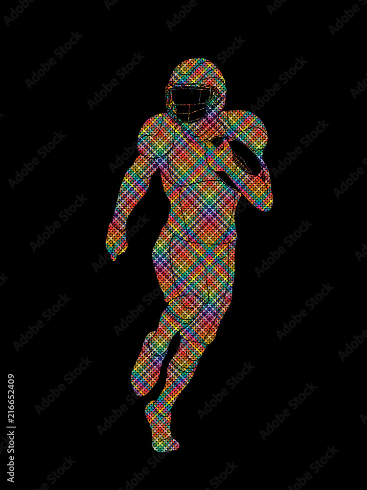American Football player action, sportsman player, sport concept graphic vector. American Football player action, sportsman player, sport concept graphic vector.