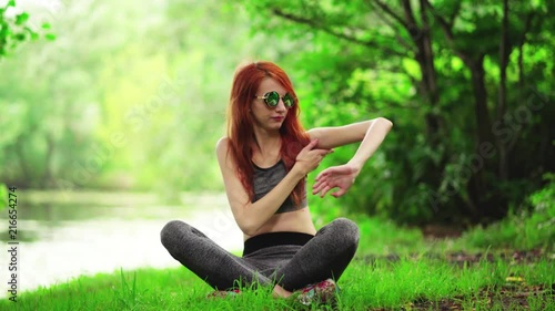 Girl doing sports in the park