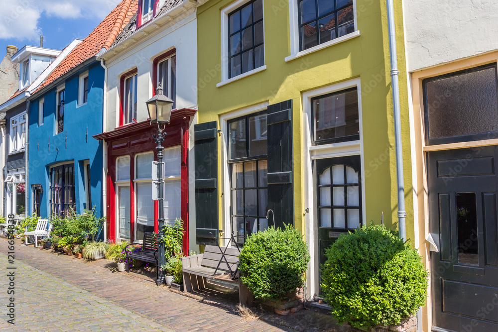 Colorful houses in the historic center of Doesburg, The Netherlands