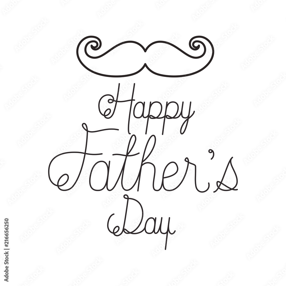 fathers day handmade font with mustache vector illustration design