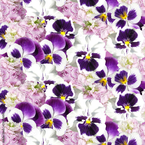 Fototapeta Naklejka Na Ścianę i Meble -  Beautiful floral background from pelargonium and pansies 