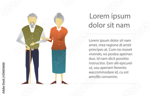 Elderly couple flat character design