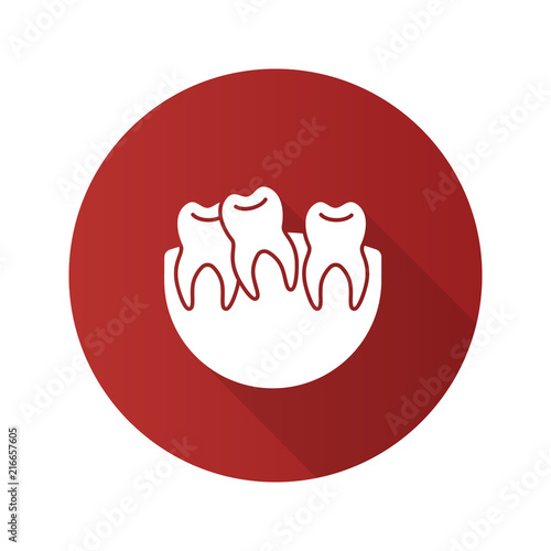 Crooked teeth flat design long shadow glyph icon