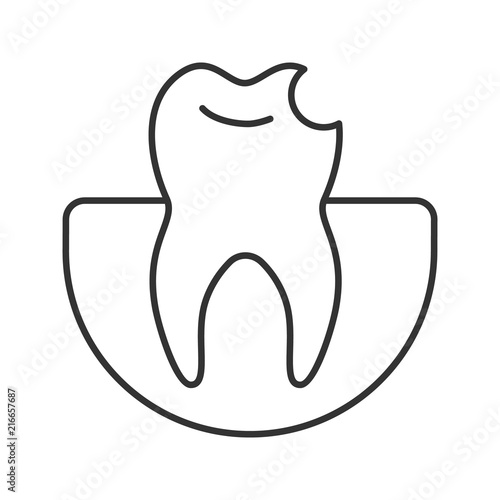 Broken tooth linear icon