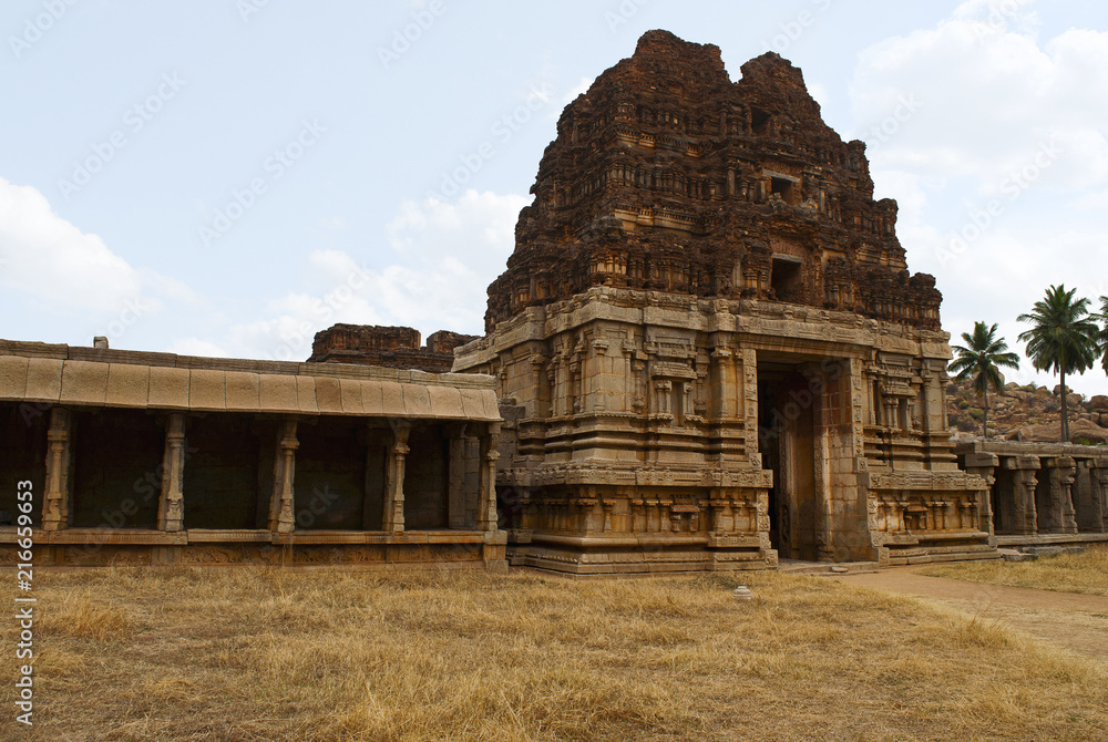 The North Gopura of the inner courtyard, an entrance to the Achyuta Raya temple, Hampi, Karnataka. Sacred Center. View from the south-west.