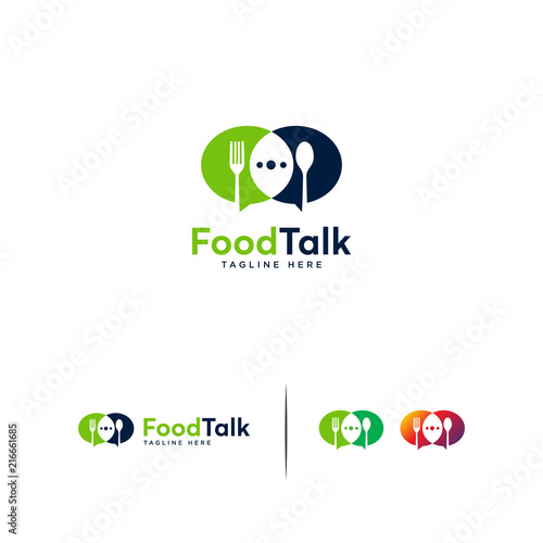 Food Talk Logo template designs vector illustration, Food Discuss logo, Food Forum logo