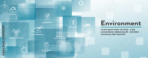 Environmental issues header web banner - recycling, etc icon set