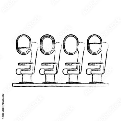 airplane chairs with windows vector illustration design