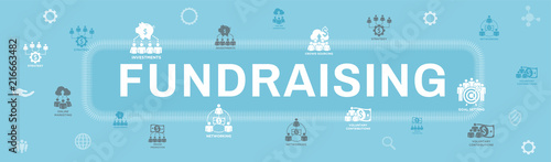 People Working Together to Fund Different Online Ideas w Money - Icon Set Web Header banner