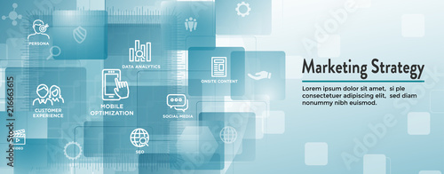 Marketing Strategy Web Header Hero Image Banner with inbound lead generation, chat, and seo ideas