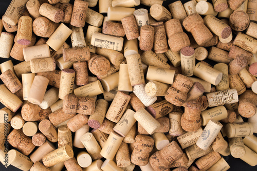 Set of different wine corks background