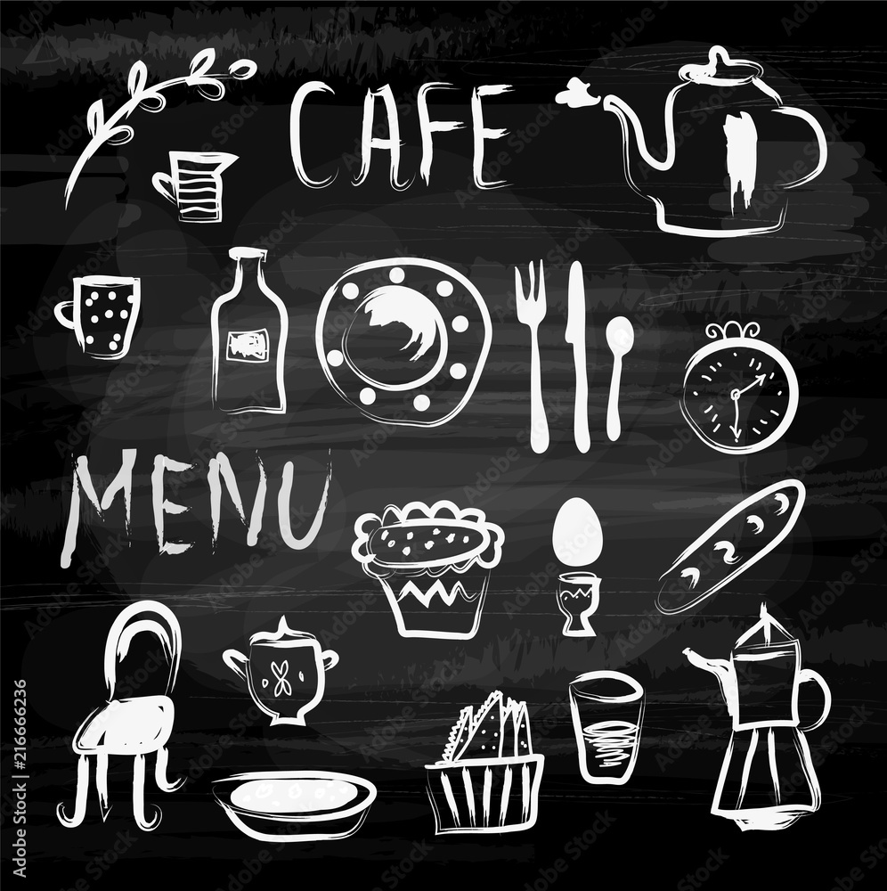 Menu cafe set vector illustration Menu cafe set vector illustration