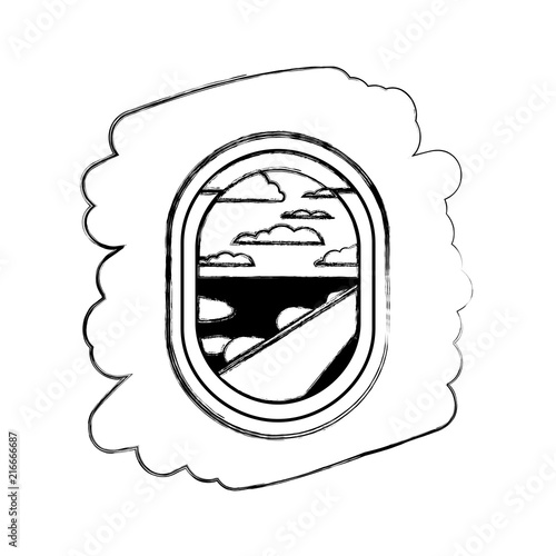 airplane window with exterior view vector illustration design