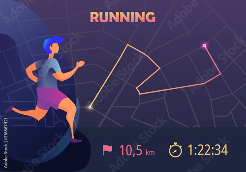 Sports app for runners. Mobile app templates, concept vector illustration flat design.