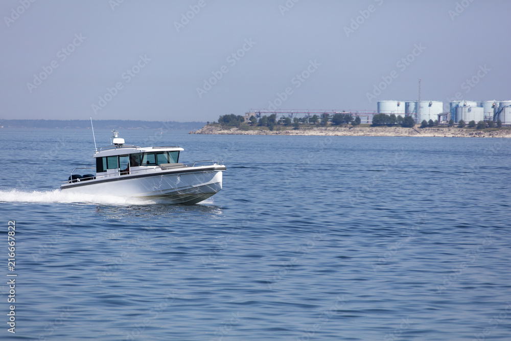 Luxury yacht floating in a blue sea