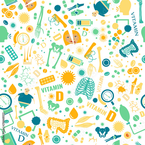 Vitamin D seamless pattern