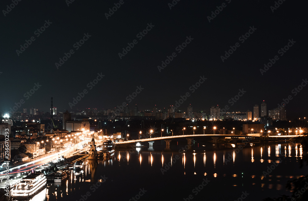 beautiful view of the night city Kyiv, Ukraine