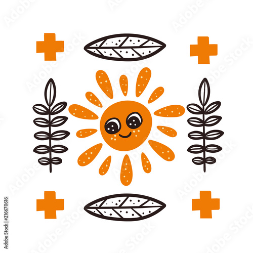 Sun. Cute autumn cector illustration.