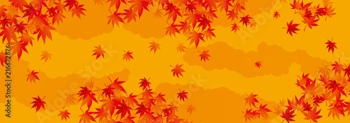 屏風 紅葉 長 秋 オレンジ