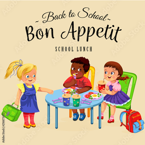 School lunch colorful poster