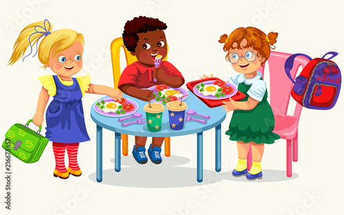 School lunch colorful poster
