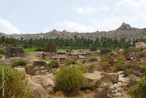 General view of the Achyuta Raya temple complex, Hampi, Karnataka. Sacred Center. photo