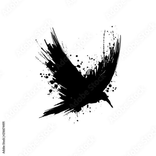 Grunge raven silhouette