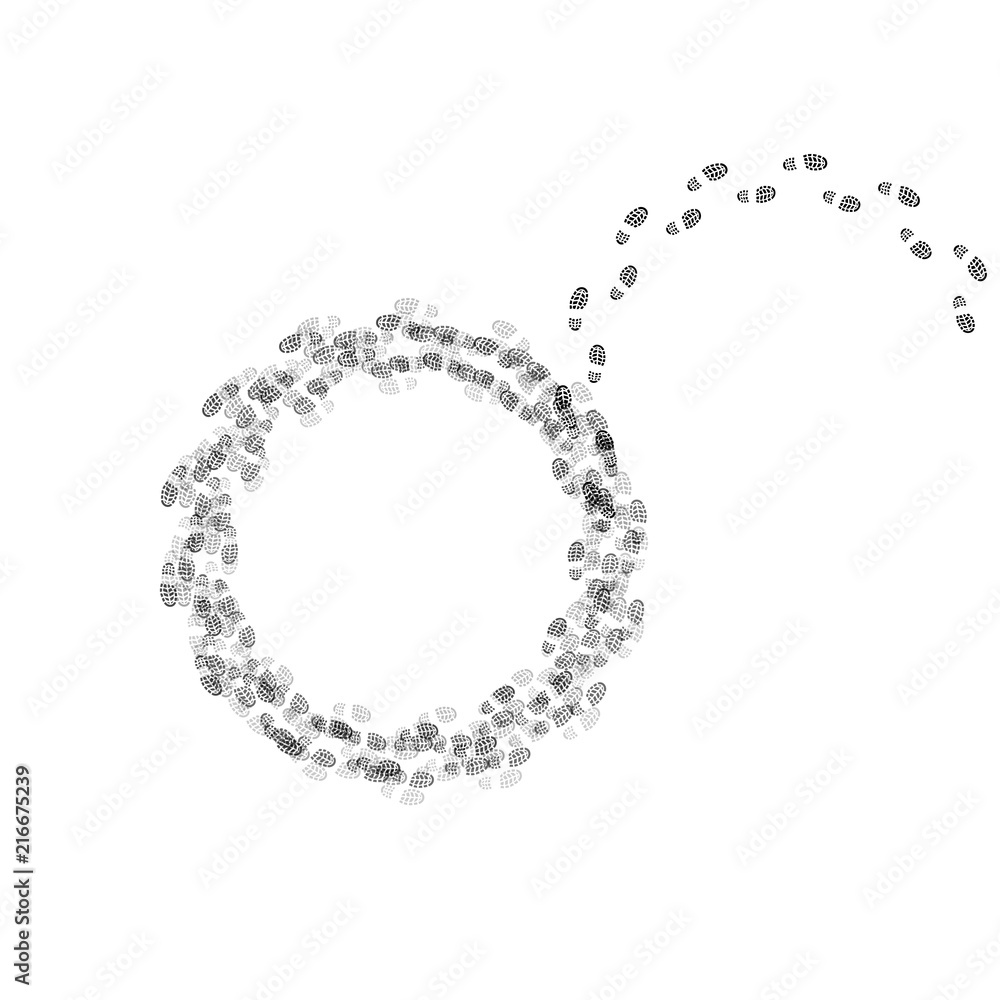 Shoes prints circle away Shoes prints circle away