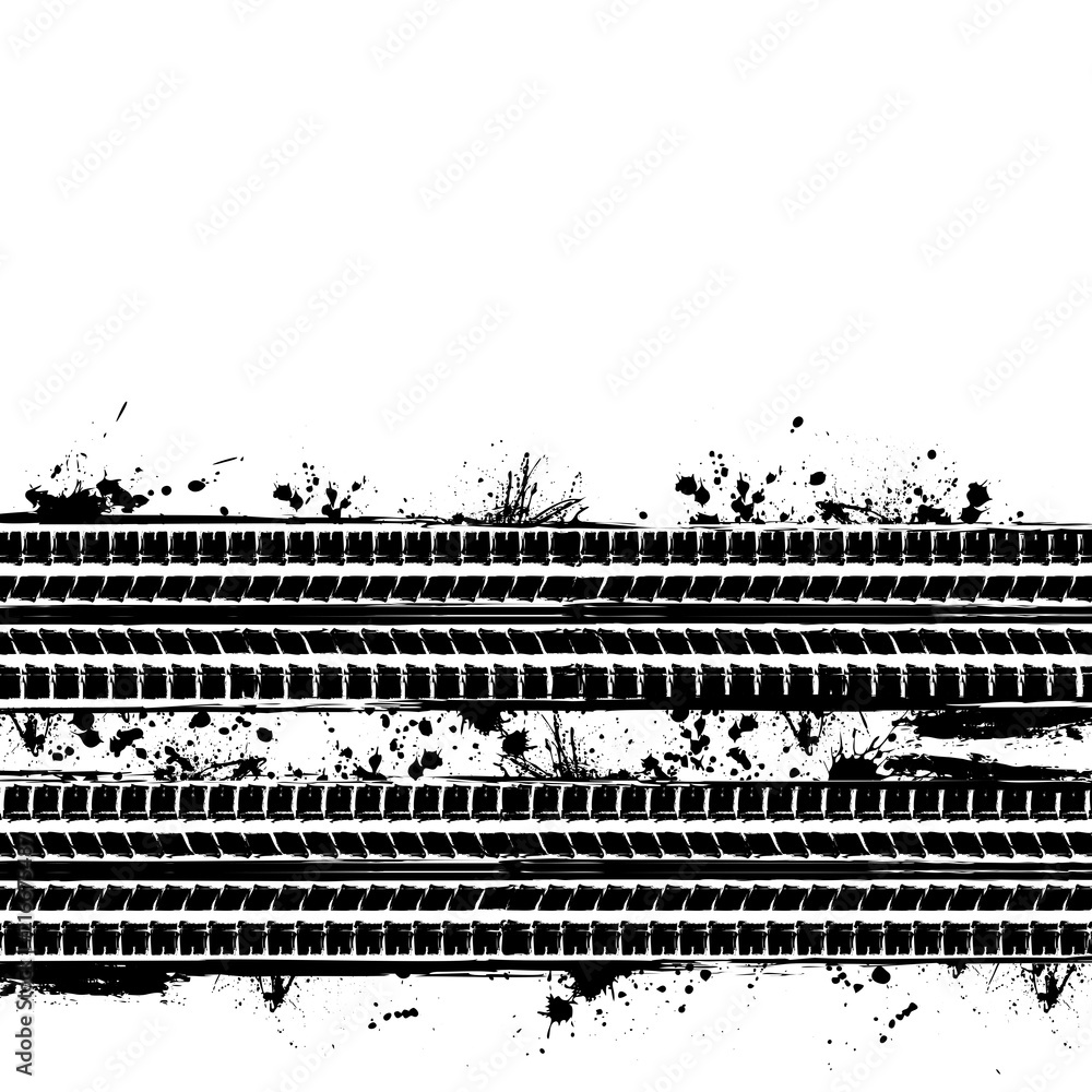 Two tire track with blots Two tire track with blots