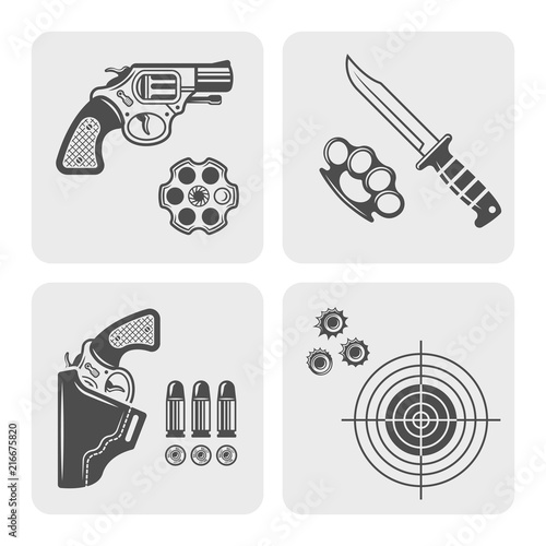 Weapons, shooting range, gun shop black elements