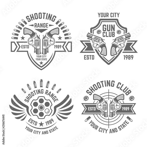 Shooting range or shooting club vector emblems