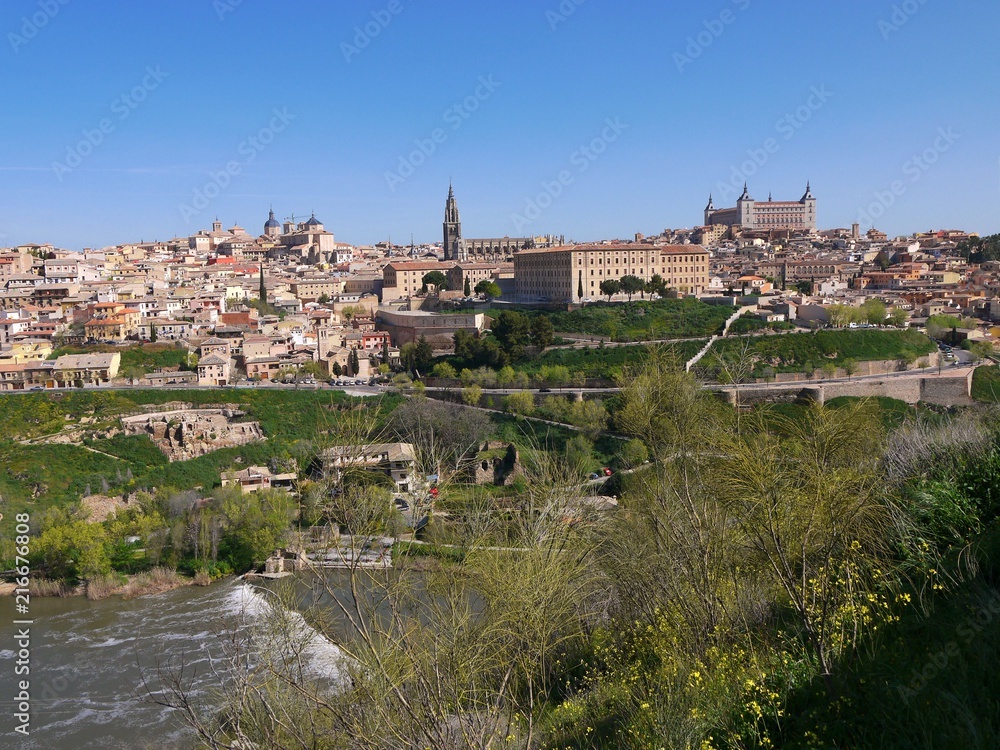The Tagus River that passes the ancient city of Toledo Spain