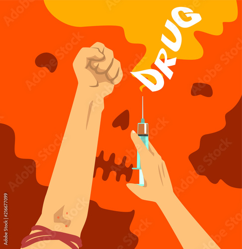 Drug addiction, habit harmful to health vector Illustration