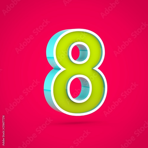 Juicy number 8 isolated on hot pink background.