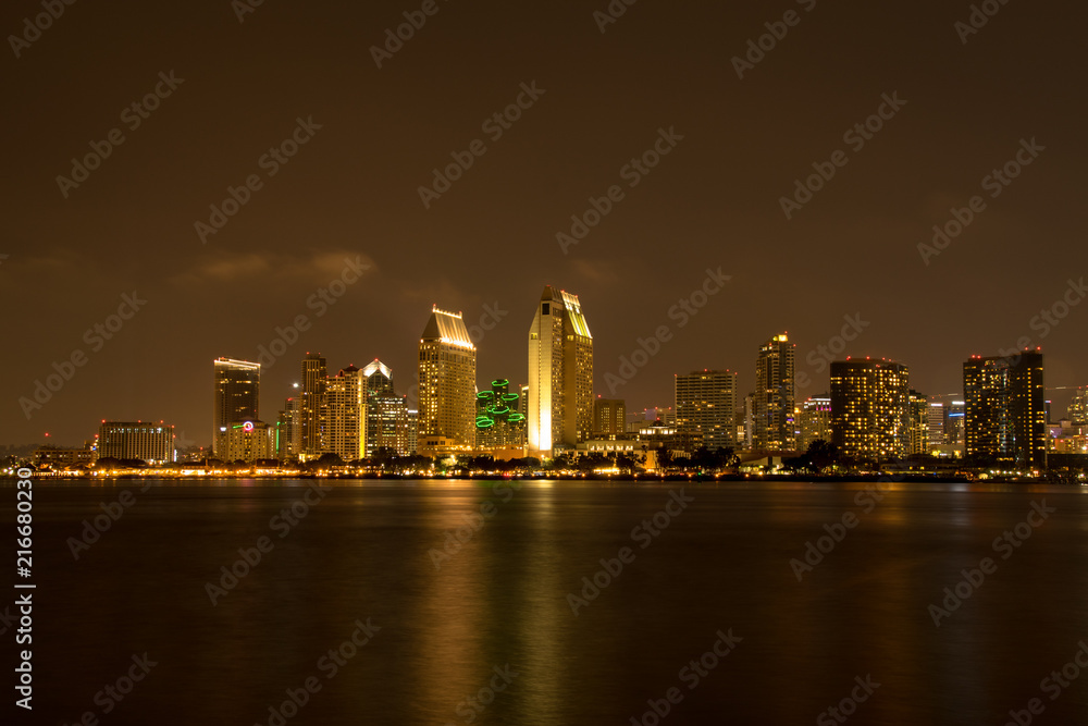 San Diego, California cityscape in the evening