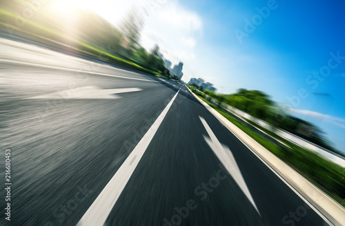 high speed view of asphalt road 