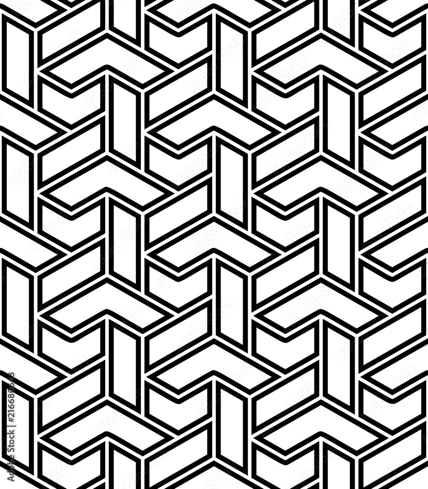 Seamless background for your designs. Modern vector ornament. Geometric abstract black and white pattern