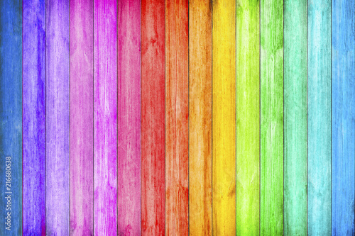 Wood background with rainbow colorful